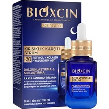Frefly Store Bioxcin Age Reverse Gece Serumu 30 ml –%20 Retinol, Kolajen, Hyaluronik Asit ve Bitkisel Kompleks Içerikli – Kırışıklık Karşıtı ve Sıkılaştırıcı Cilt Serumu