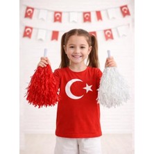 Frefly Store Kırmızı Beyaz Metalik Ponpon – Milli Bayram Gösteri Ponponu 2'li