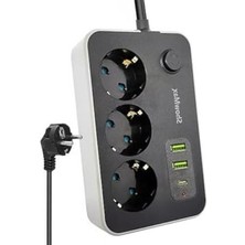 Frefly Store Termal Akım Korumalı Priz, 3 Priz + 2 USB + 1 Type-C Bağlantı