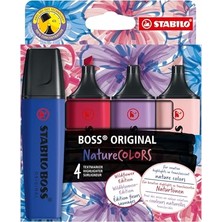Frefly Store Stabılo Boss Naturecolors Wildflower - 4'lü Paket | 4'lü Paket - Allık, Bordo, Gri Menekşe ve Ultramarin