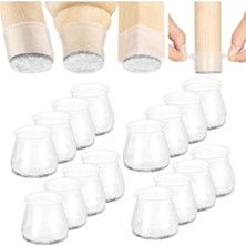 Frefly Store Yarı Saydam Silikon Keçeli Sandalye Susturucu, 12 Adet
