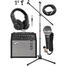 Frefly Store Midex Mga-50-Pak Elektro Gitar Amfisi 50 Watt USB Bluetooth Şarjlı 4 Girişli (Mikrofon Kulaklık Stand Kablo)