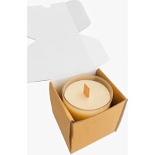 Frefly Store Sandal Ağacı Kokulu Mum 280 ml - Ahşap Fitil, Turuncu Buzlu Cam Bardak, Uzun Yanma Süresi, Hediye Kutulu