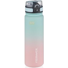 Frefly Store 500ML Sızdırmaz Kapaklı Motivasyonel Tritan Su Matarası - Su Yeşili ve Pembe