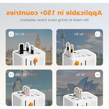 Frefly Store 5 USB Portlu Evrensel Seyahat Adaptörü, Uluslararası Kullanım