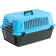 Frefly Store Ferplast Taşıma Kutusu Kedi, Köpek Taşıma Kutusu, 8 Kg'a Kadar Küçük Köpek ve Kediler, Kapı Plastik Demir, Havalandırma Delikleri, 37 x 58 x Y 32 Cm, Sert Kabuklu Taşıma Kabı Atlas 20 El, Açık Mavi