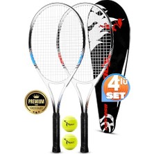 Frefly Store 4lü Set  27 Inç 2 Tenis Raketi Seti 2 Top Çantalı Yetişkin Tennis Racket L2 Grip M+K 68 cm 527
