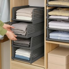 Frefly Store Arvale 3'lü Kayar Raf Elbise Dolap Içi Organizeri - Mutfak Banyo Düzenleme Depolama Üst Üste Dizilebilir (1, Antrasit)