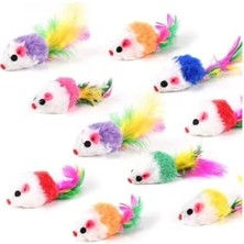 Frefly Store Renkli Tüylü Kedi Oyuncağı 10.5 cm 3 Lü