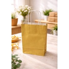 Frefly Store Çelikpençe Kraft Kağıt Çanta, Büküm Saplı, 18X24X8 Cm, Hediyelik Butik Mağaza Poşeti, 25 Adet (Mavi)