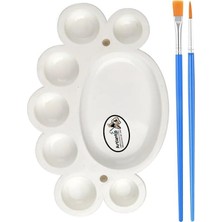 Frefly Store Plastik Çiçek Palet 1 Adet Çiçek Boya Paleti 8 Hazneli 17 cm Resim Boyama Paleti Fırça Hediyeli Sanatsal Hobi