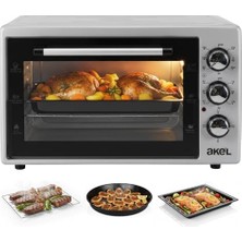 Frefly Store Akel AF340L 34 Lt Gri Midi Fırın, Iç Aydınlatmalı, Zaman Ayarlı, Izgara ve Fırın, 2 Tepsi 1 Tel Izgara