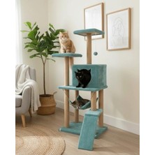 Frefly Store 124 cm Yüksekliğinde Turkuaz Renkli Kedi Tırmalama Kulesi