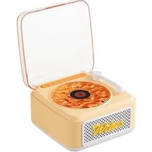 Frefly Store Vothoon Nostalji Mini Plak Görünümlü Radyolu Bluetooth Hoparlör 3D Ses Dalgası Retro Müzik Plak Sarı
