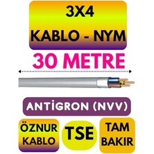 Frefly Store Öznur 3x4 Nym Antigron Kablo, 30 Metre, Gri