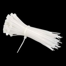 Frefly Store Plastik Cırt Kelepçe (100 Adet) 3.6X250 mm Beyaz Renk Zip Kablo Bağı Çok Amaçlı Bağlama