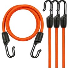 Frefly Store Kancalı Bagaj Gergi Lastiği - Paslanmaz Çelik Çift Kancalı, Motor ve Bisiklet Sabitleme Lastiği - 3 Adet (Turuncu, 30CM)