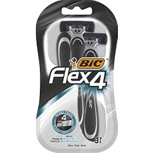 Frefly Store Bıc Flex 4 Erkek Tıraş Bıçağı 3'lü Blister (4 Bıçak), Birbirinden Bağımsız Hareket Edebilen 4 Bıçak, Oynar Başlık, Aloe Vera ile Zenginleştirilmiş Kayganlaştırıcı Jel Şerit