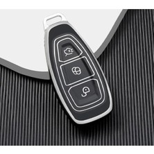 Frefly Store Autohan Keys Lüx Ford Araba Anahtarlık Kılıfı, Siyah ve Gümüş, Focus Fiesta Kuga Mondeo Smax Cmax Ecosport Modelleri Için Nano Koruyucu Kılıf