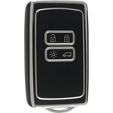 Frefly Store Autohan Keys Lüx Anahtar Kılıfı, Clio E-Tech, Austral, Megane 4, Talisman, Clio 5 Uyumlu, Siyah-Gümüş
