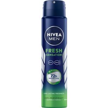 Frefly Store Nıvea Men Erkek Sprey Deodorant Fresh Sensation 250 Ml, 72 Saat Terleme ve Ter Kokusuna Karşı Anti-Perspirant Koruma,ferah Koku,avantajlı Boy