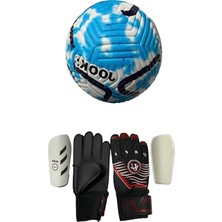 Frefly Store Profesyonel Dikişli Futbol Topu ve Eldiven Tekmelik Seti - 5 Numara
