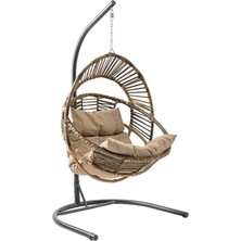 Frefly Store Nobel | Tekli Rattan Bahçe Salıncağı | Rehome Balkon Salıncağı Açık Kahve