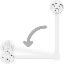 Frefly Store Genişletilebilir Dönen Priz, Usb-A ve Usb-C Portlu, 3 Ac Çıkışlı, 180 Derece Dönebilen, Beyaz, 67CM Uzunluk
