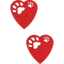 Frefly Store Buffer 2 Adet Kalp Şekilli Tırtıklı Kedi Diş Kaşıma Çiğneme Oyuncağı, Kırmızı