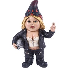 Frefly Store Gift Ltd. Kadın Bisikletçi Cücesi Kasklı - Gnomad Heykeli