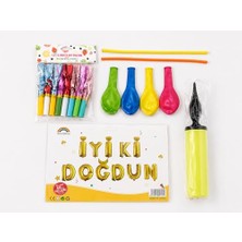 Frefly Store Dordoi 26 Parça Iyi Ki Doğdun Parti Seti – Folyo Harf Balon, Balon Şişirme Pompası, Kaynana Dili ve Balonlu Doğum Günü Süsleme Seti