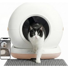 Frefly Store Haustier CB002 Kameralı Akıllı Otomatik Kedi Tuvaleti, App ile Uzaktan Kontrol, 72LT Hazne, 7lt Çöp Haznesi (Beyaz-Bej)
