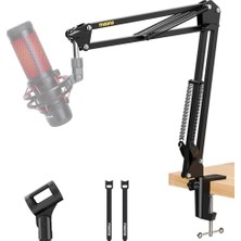 Frefly Store Mikrofon Kolu, Mic Boom Kol Standı (BA20) -Max Yük 1kg, Masa Kelepçeli Metal Süspansiyon Bom Mikrofon Standı, 3/8 "ila 5/8" Vida Adaptörü,  A04 DGM20 PD100X Serisi ve Diğer Mikrofon Siyahı