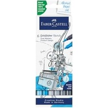 Frefly Store Faber-Castell Gofa Sketch Ürün Tasarım Markör Seti, 6’lı, Çift Uçlu, 0.6 mm Fineliner Uç, Kalıcı Mürekkep, Alkol Bazlı, Geri Dönüşümlü Gövde