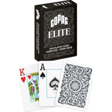 Frefly Store ELITE%100 Plastik Oyun Kartları, Poker Boyu Jumbo Endeks Tek Deste, Siyah