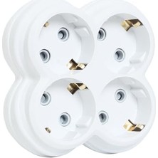 Frefly Store 4lü Golyat Fiş, Dörtlü Topraklı Priz Çoklayıcı Fiş, 16A 250 Volt, Max 3600 Watt (Beyaz)