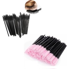 Frefly Store Hannah Kaş/kirpik Lifting Kalıcı Makyaj Uygulama Fırçaları Pembe/siyah Renklerde 100 Adet