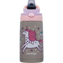 Frefly Store Contigo Gizmo Flip Unicorn Çelik Çocuk Suluğu 420 ml Pembe