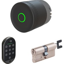 1001 Linus L2 Lite Akıllı Kilit Siyah Ayarlanabilir Silindir Parmak Izi Okuyucu - 3'lü Bundle Seti