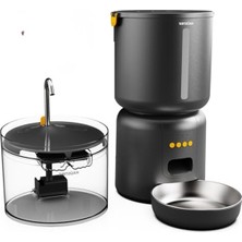 Frefly Store Akıllı Kedi Mama Kabı ve Su Pınarı, Otomatik Beslenme Seti