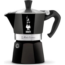 1001 Moka Express Siyah: 6 Cups Ocak Üstü Espresso Pişirici - 270ML - Alüminyum Gövde - Patentli Gü