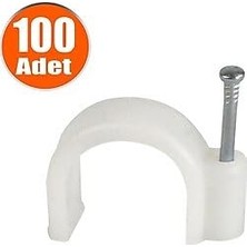 1001 Mutlusan Beton Çivili Kablo Tutucu, Kroşe Beyaz, 100 Adet (5 No)