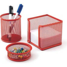 1001 Perfore 3 Lü Masa Üstü Set, Kırmızı