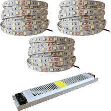 1001 15 Metre Şerit LED Günışığı Renk + 12V 16.5 Amper 200 Watt LED Trafo - 3 Dirençli Double Pcb