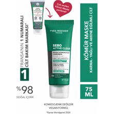 1001 Sebo Active Clear Kömür Maske, Karma ve Yağlı Ciltler Için, 75 ml
