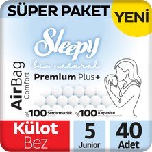 1001 Bio Natural Premium Plus Airbag Comfort Süper Paket Külot Bez 5 Numara Junior 40 Adet