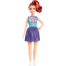 1001 Bebek Forması ve Pileli Mor Eteğiyle Kızıl Saçlı Barbie Fashionistas Bebek (232) HYT90