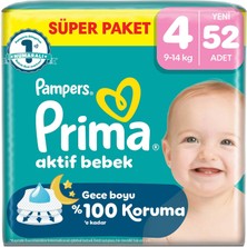 1001 Bebek Bezi Aktif Bebek Süper Paket 4 Beden 52 Adet