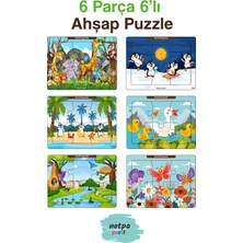1001 Çocuklar Için Eğitici ve Öğretici Ahşap 6 Parça 13X17 Renkli Puzzle 6'lı SET-606, 869201602