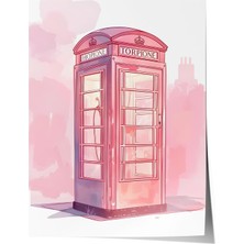 1001 Çerçevesiz Poster Pembe Telefon Kulübesi – Londra Retro Genç Odası Dekoru Poster 106171, 21 x